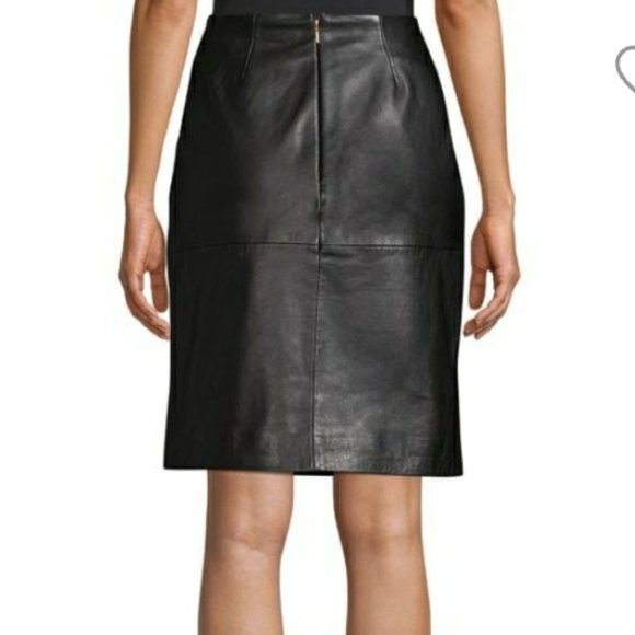 Seventh Avenue Dresses & Skirts - Seventh Avenue Women's A-Line Seamed Black Leather Skirt Size 12 14 Large.